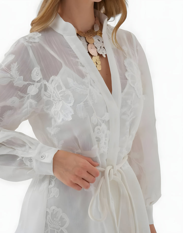 Isadora Jacquard Kleid mit modernem Charme - Weiß