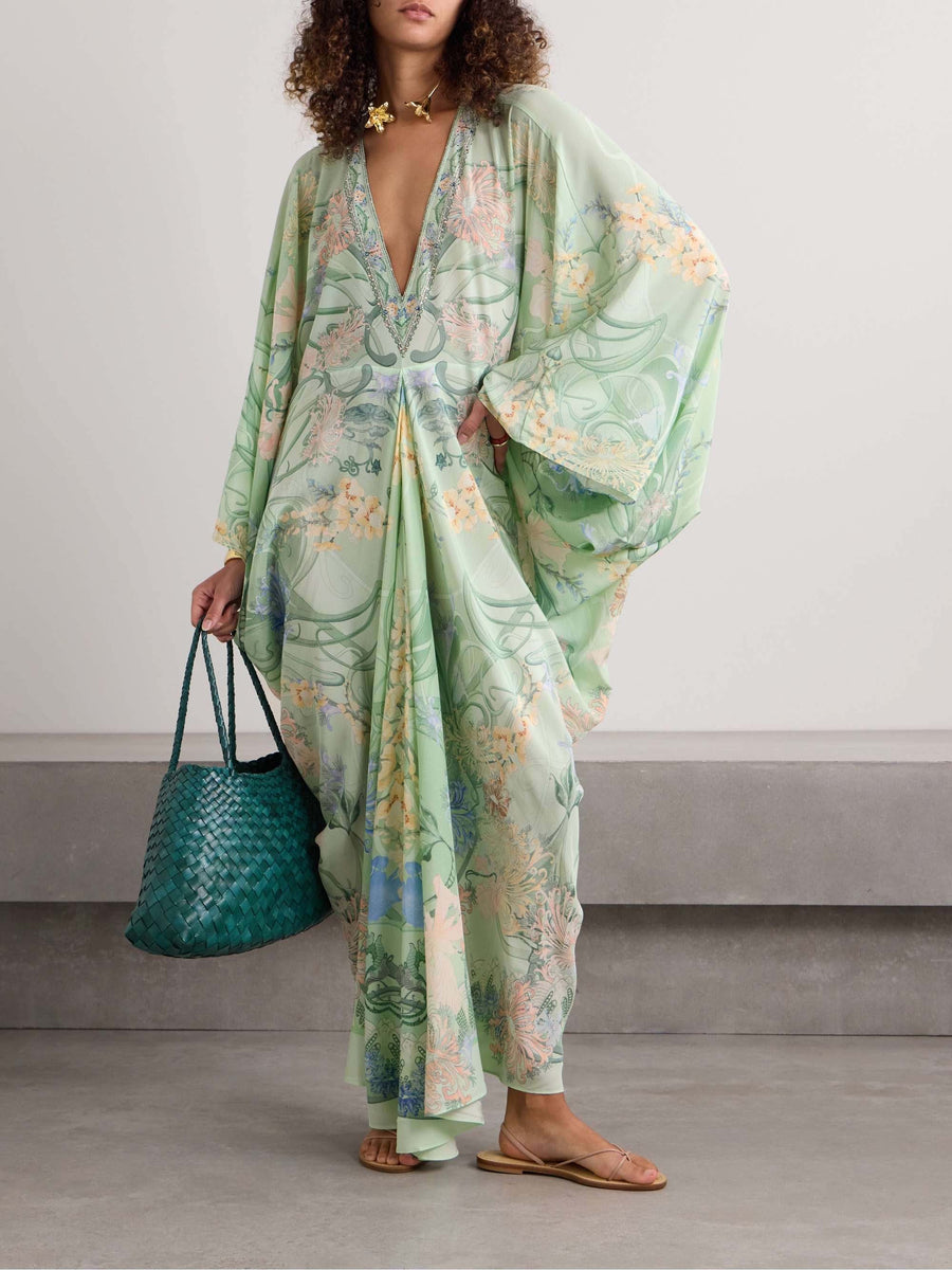 Einzigartiges Midi Dress Floral V-Neck