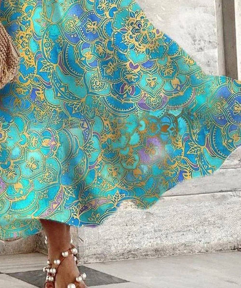 Miriam – Damenkleid, ärmellos, mit Halterkragen und Vintage-Muster