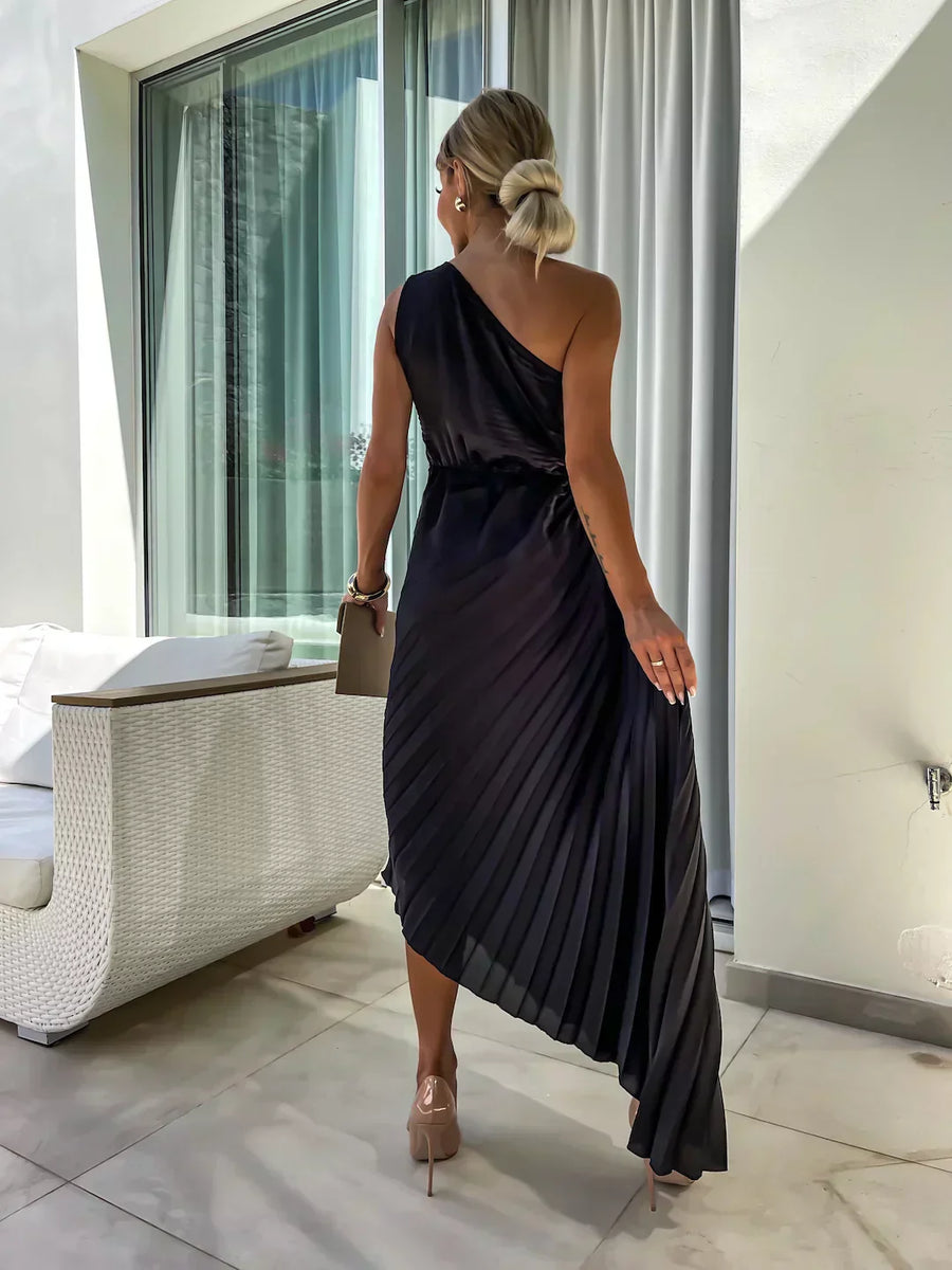 Lizbeth Romantic Floral One-Shoulder Occasion Dress