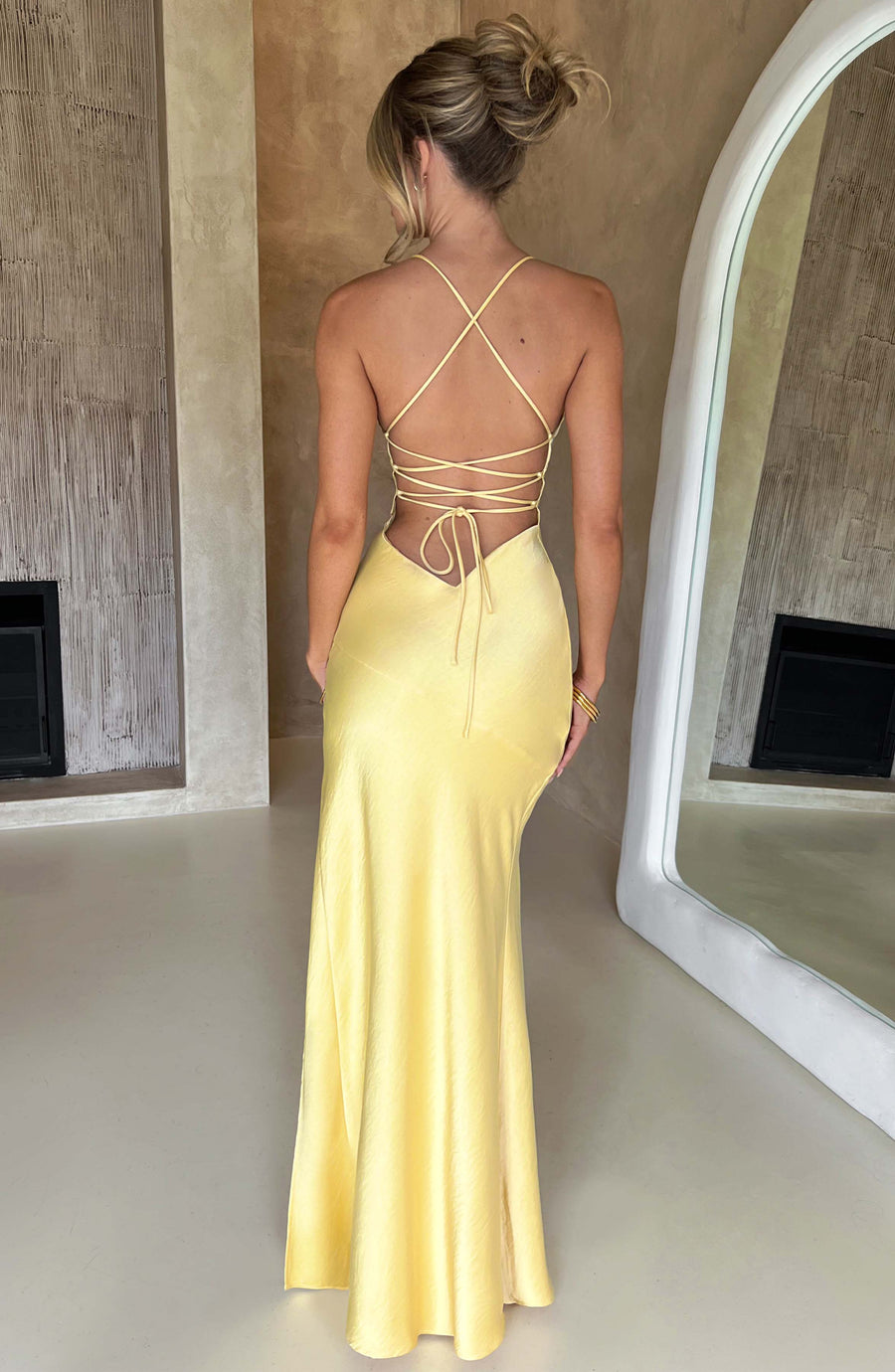 Meliva Sultry High-Slit Satin Maxi Dress for Evenings