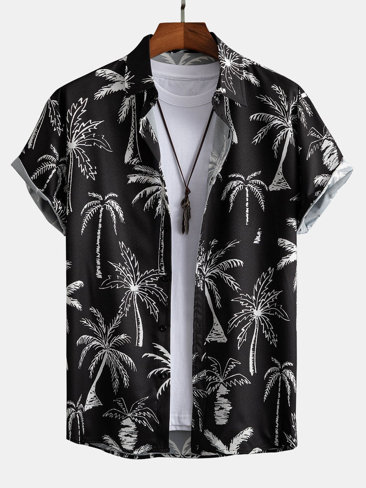 Hemd mit Palmen-Print und Badehose mit Knopfleiste