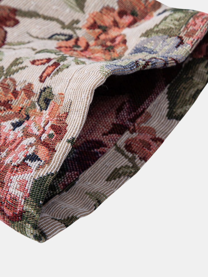 Florales Jacquard-Cuban-Hemd und Shorts
