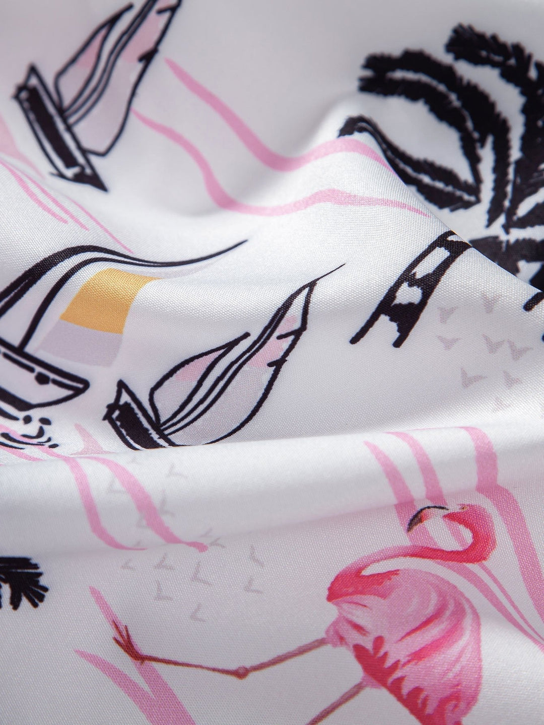Hemd mit Palmen- und Flamingo-Print & Badehose mit Knopfleiste