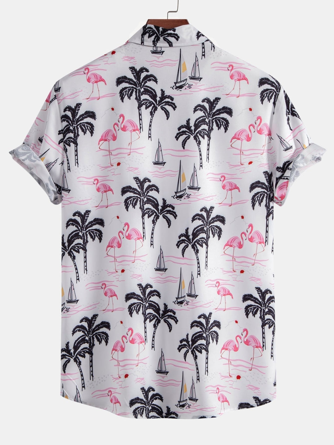 Hemd mit Palmen- und Flamingo-Print & Badehose mit Knopfleiste