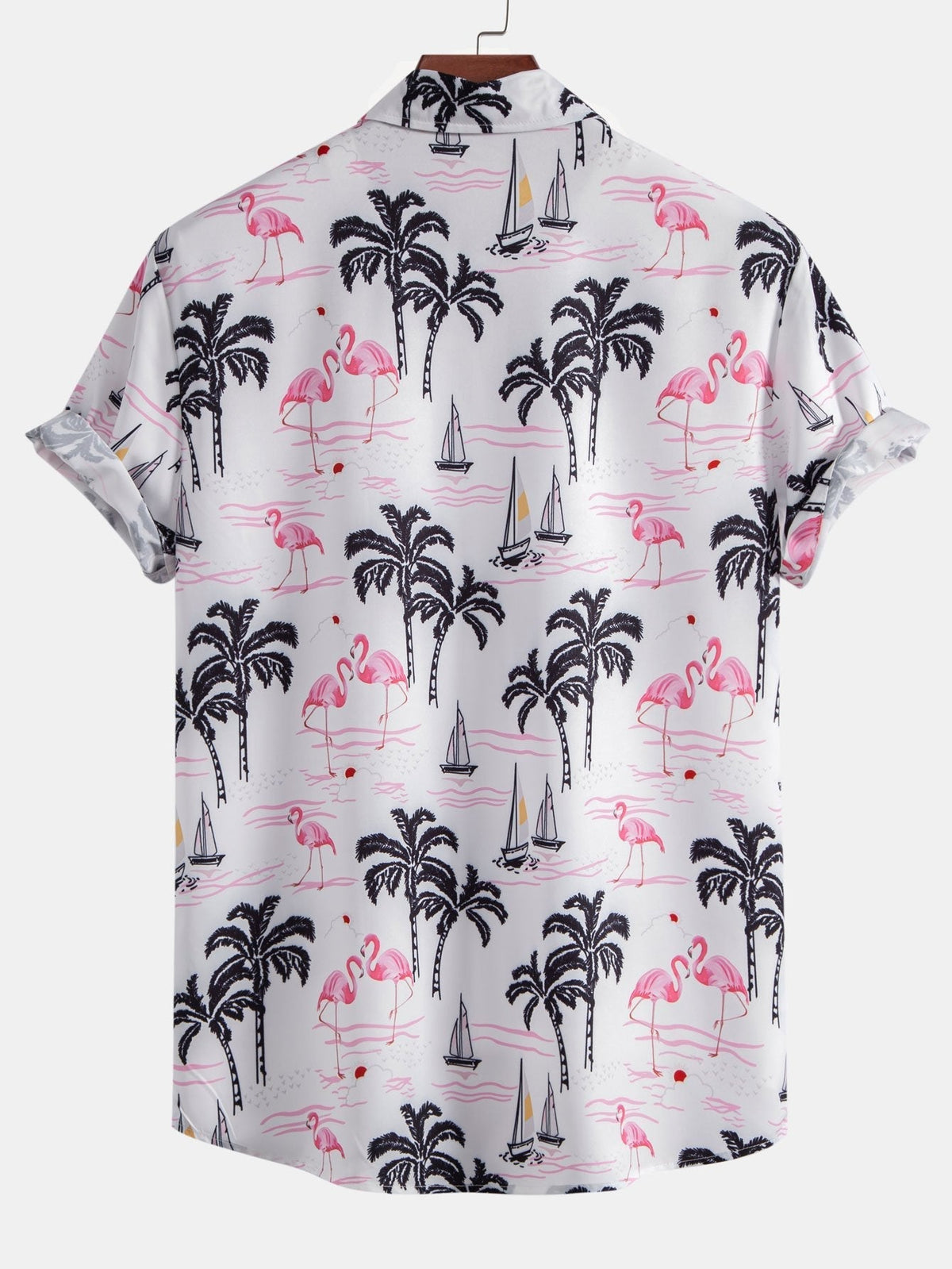 Hemd mit Palmen- und Flamingo-Print & Badehose mit Knopfleiste