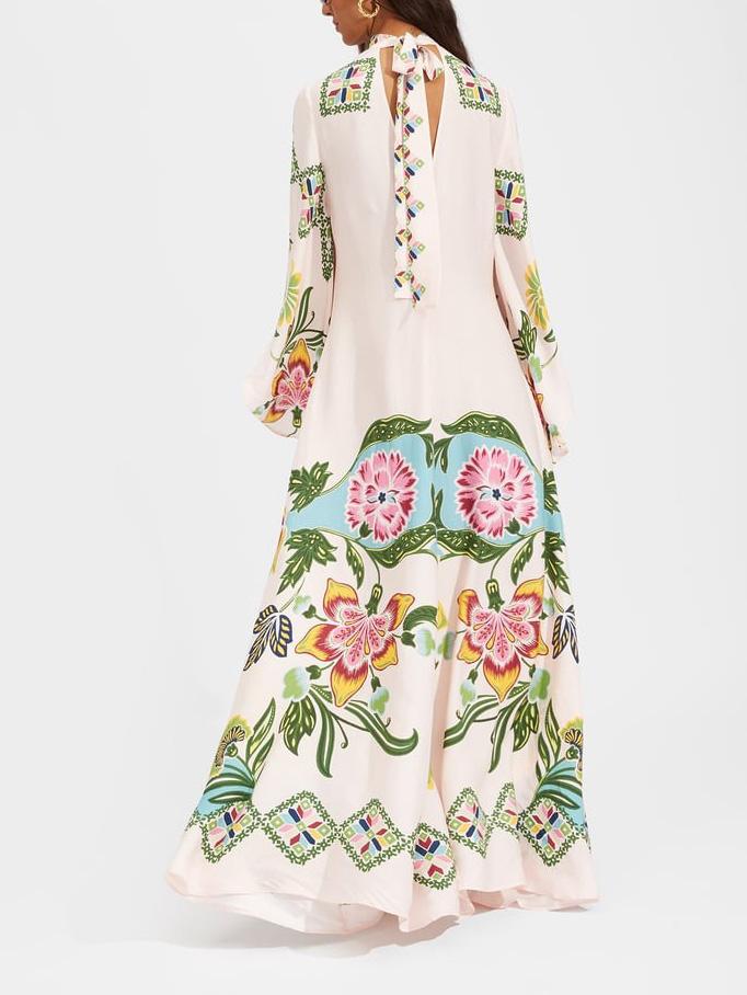 Exquisites, fließendes Maxikleid mit sonnigem Blumenprint