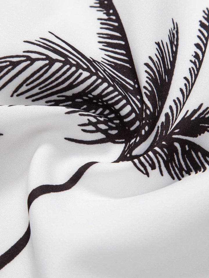 Hemd mit Palmen-Print und Badehose mit Streifenmuster