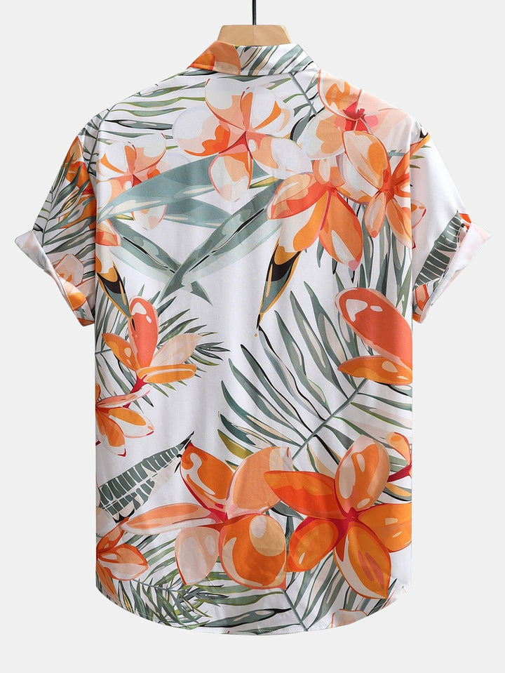 Hemd mit Blumenpflanzen-Print und Badehose mit Knopfleiste