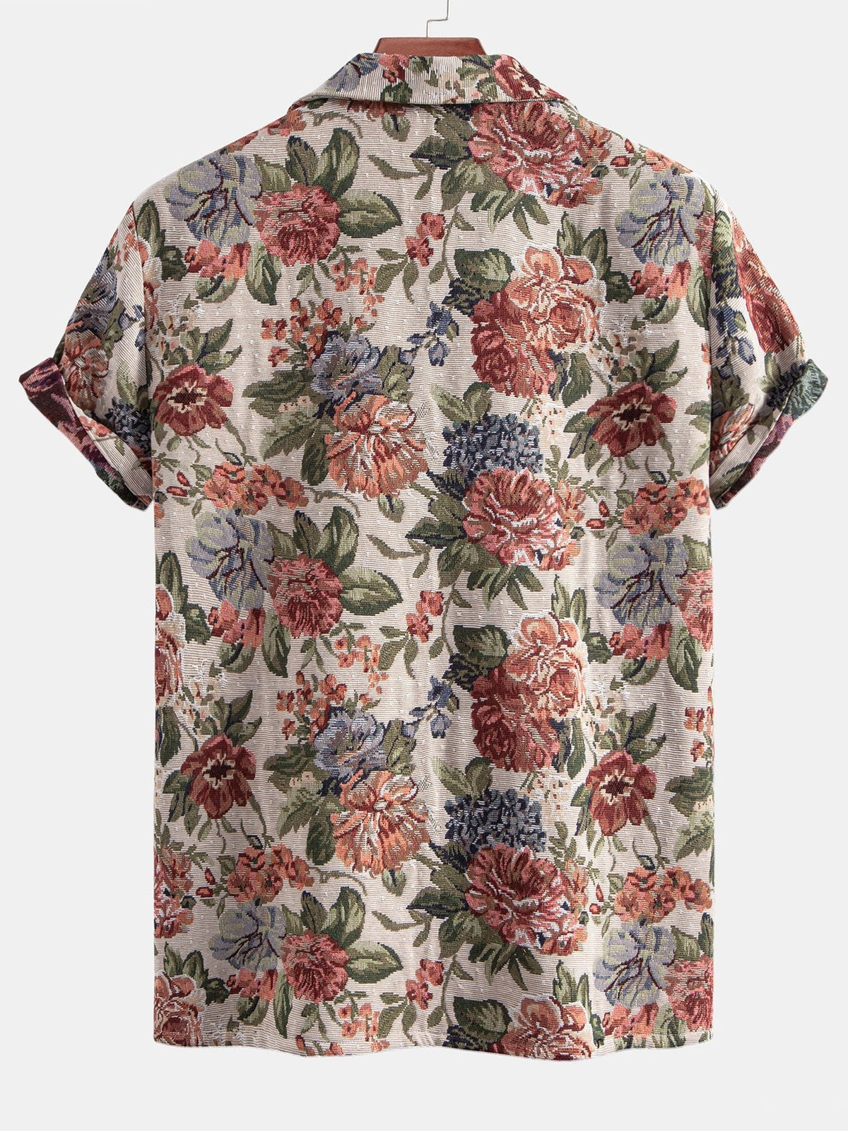 Florales Jacquard-Cuban-Hemd und Shorts