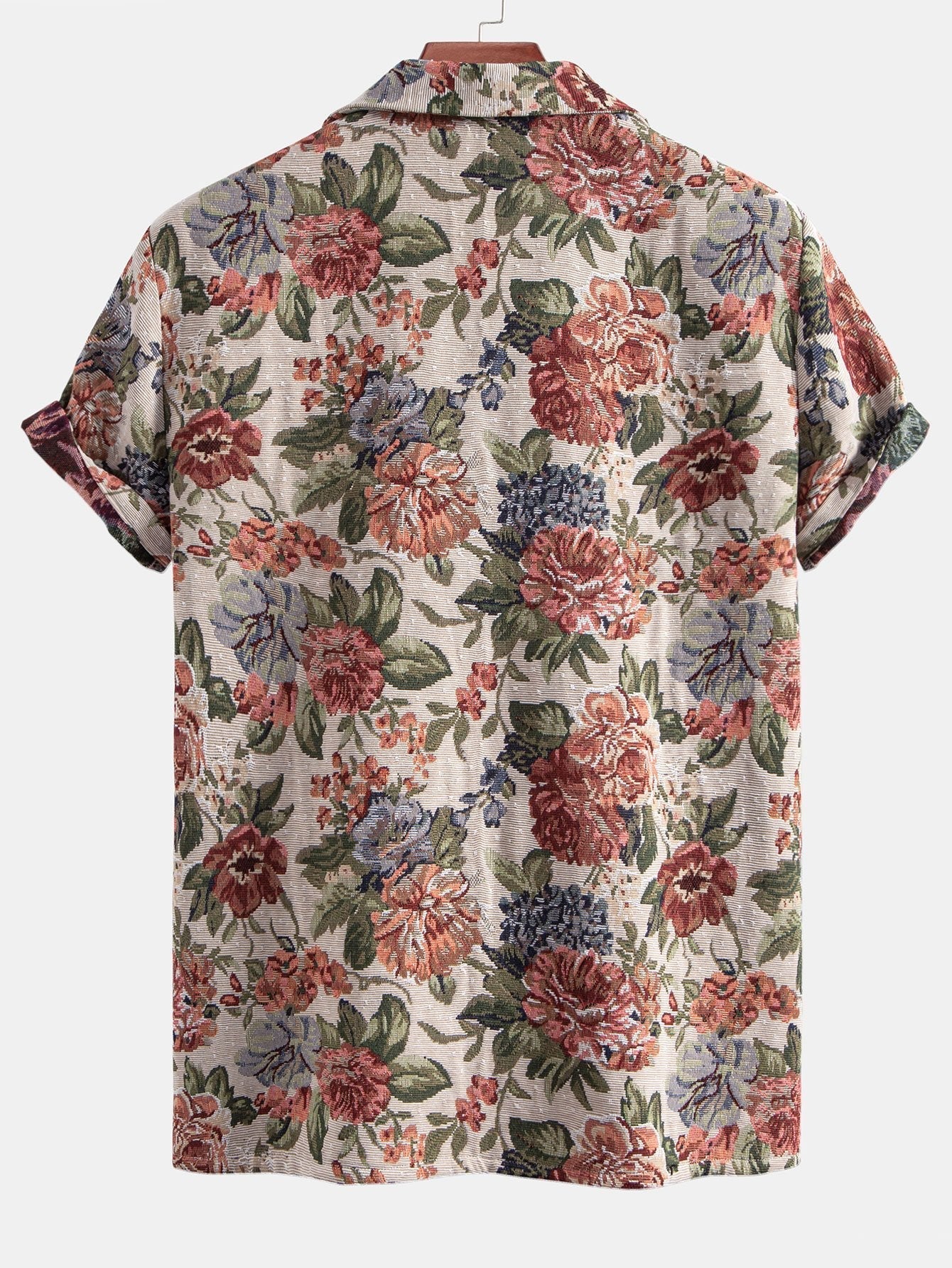 Florales Jacquard-Cuban-Hemd und Shorts