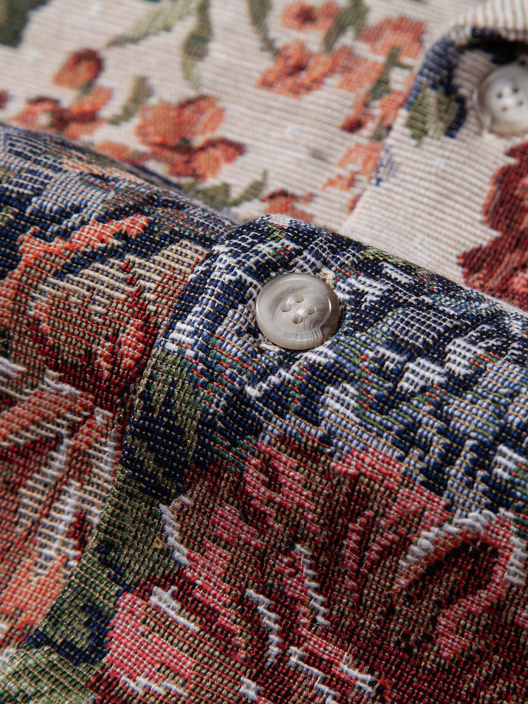 Florales Jacquard-Cuban-Hemd und Shorts
