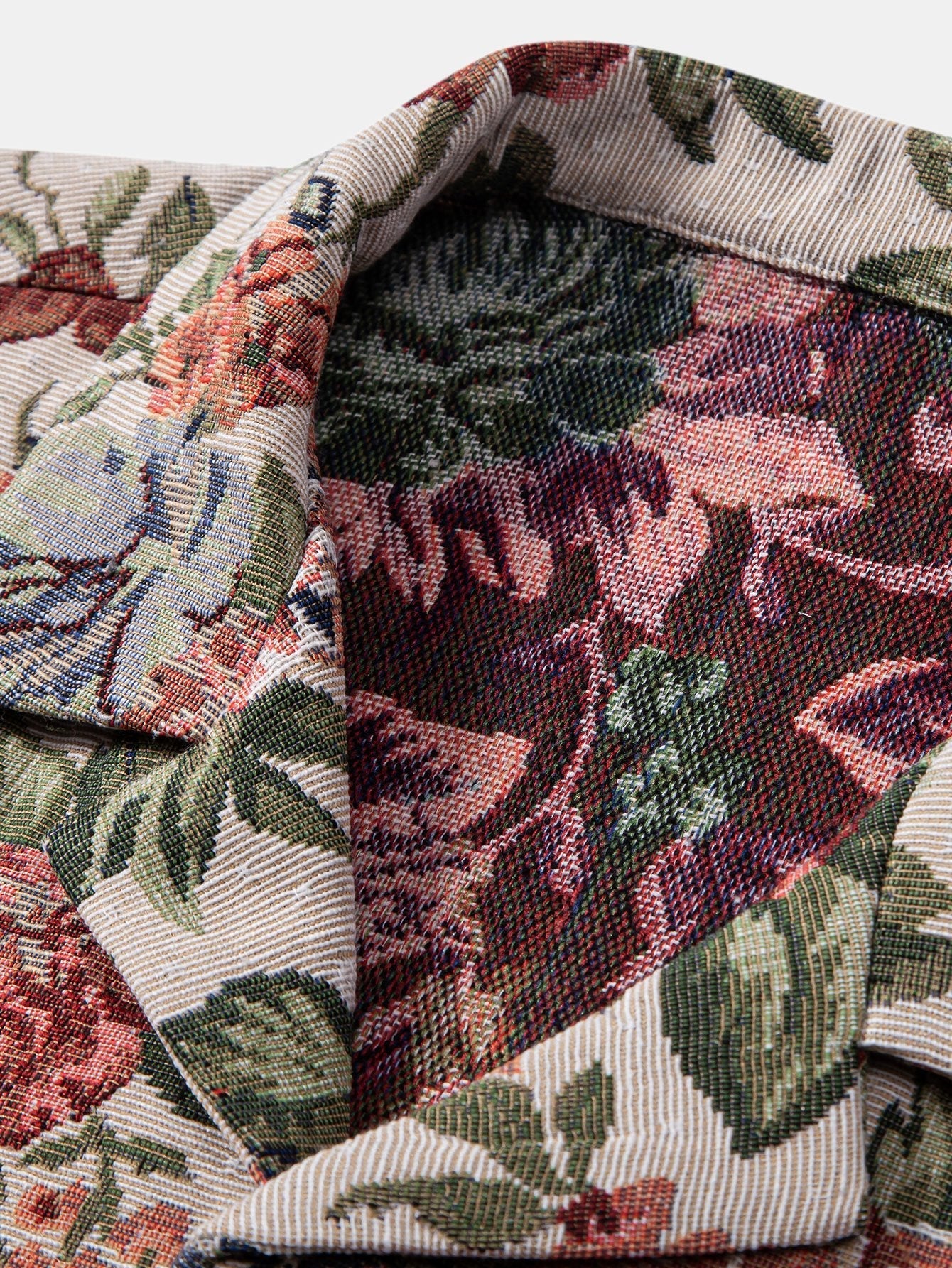 Florales Jacquard-Cuban-Hemd und Shorts