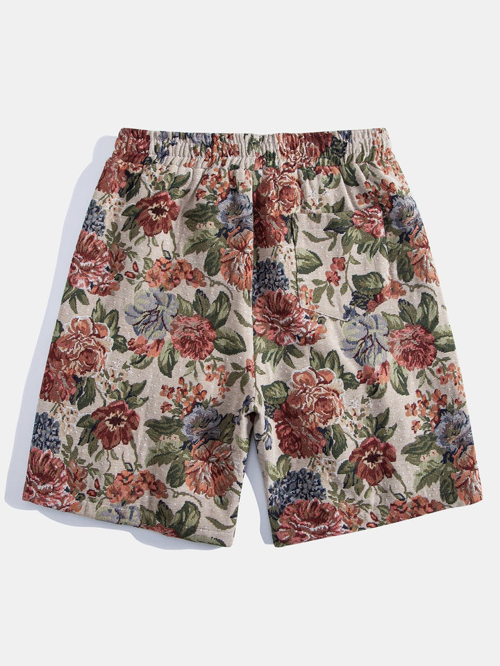 Florales Jacquard-Cuban-Hemd und Shorts