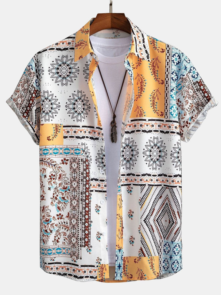 Hemd mit Schalprint und Badehose mit Knopfleiste