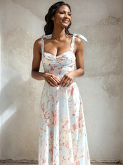ML – Bedrucktes trägerloses Midikleid