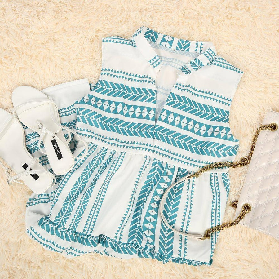 Lila Boho Printed Sleeveless Dress