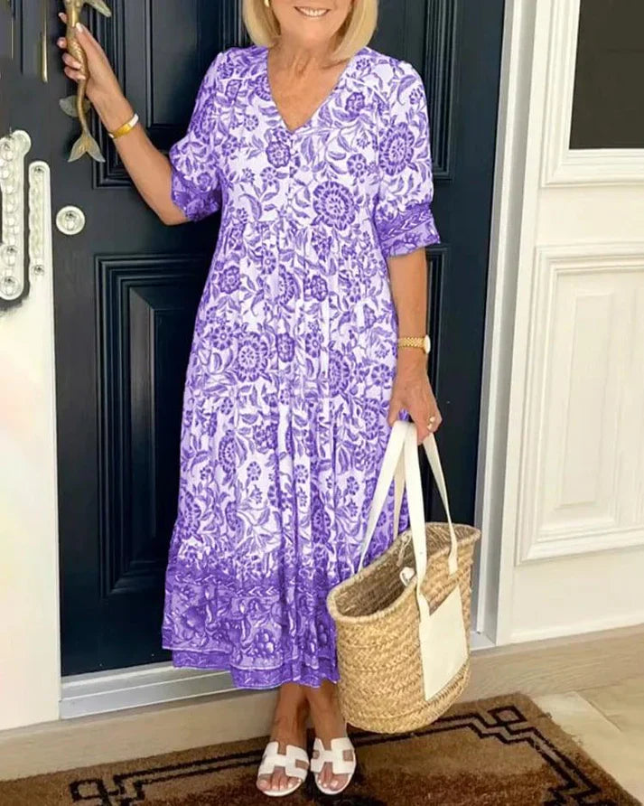 Isla Boho V-Neck Dress, Effortless Elegance