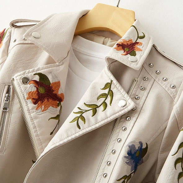 Zoey™ | Vintage Blumen Lederjacke