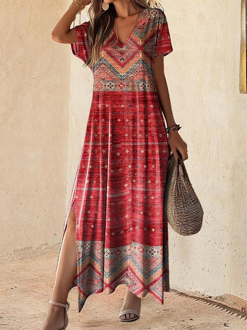 Viktoria Geometric Print Maxi Dress
