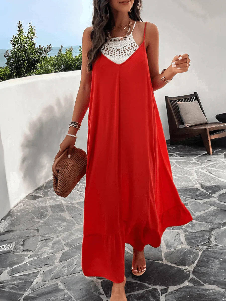 Rosenda – Maxikleid mit Taschen und Olivendesign