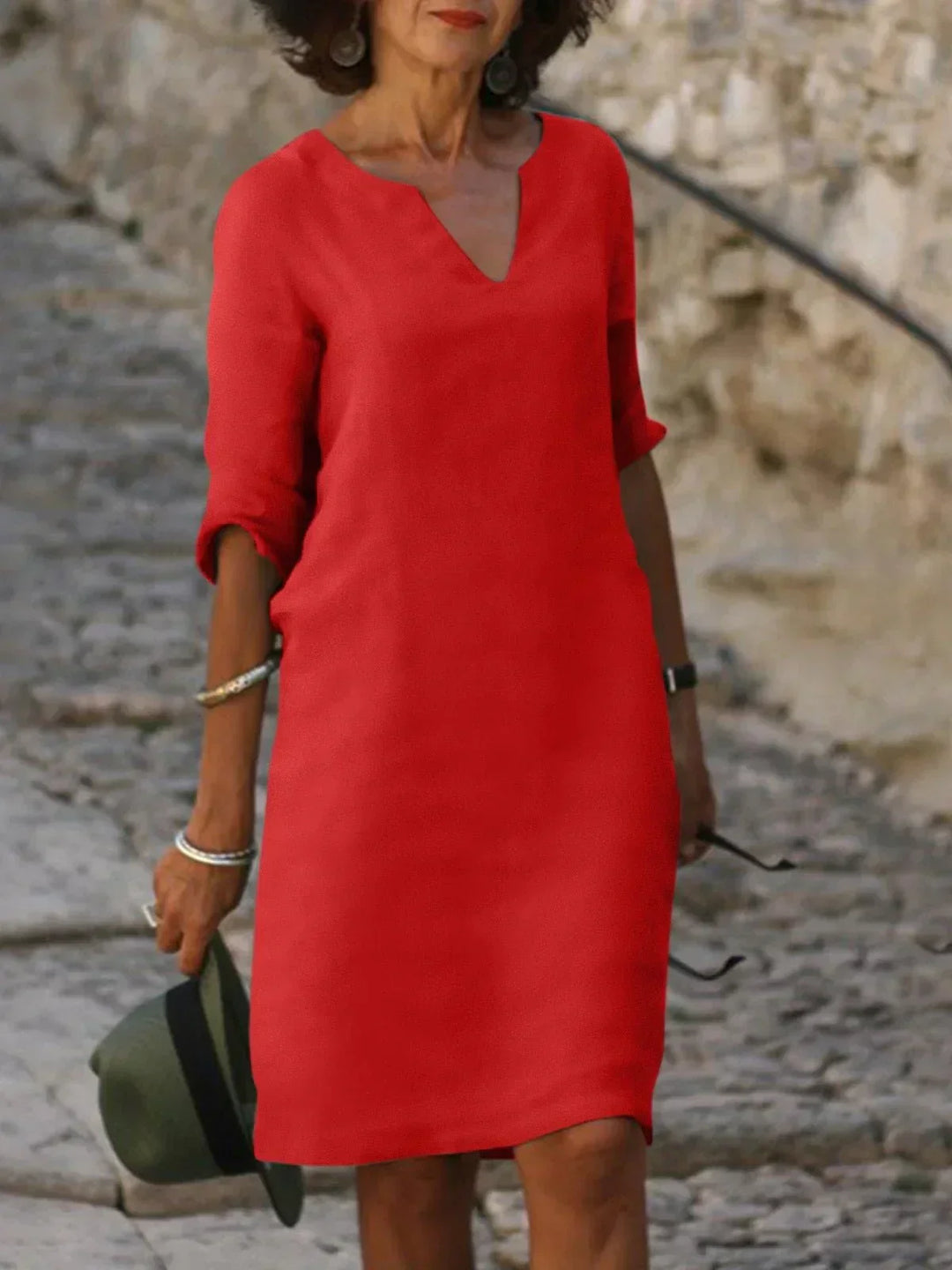 Maya™ | Zeitloses V-Ausschnitt-Midikleid