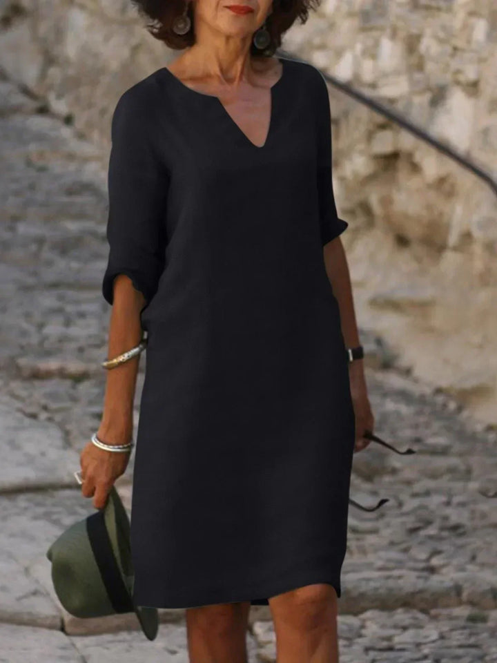Maya™ | Zeitloses V-Ausschnitt-Midikleid