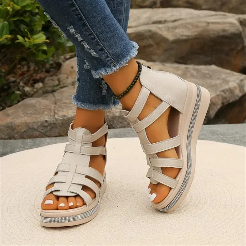 Wedge | Sandalen mit Strassdekoration