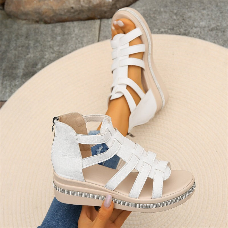 Wedge | Sandalen mit Strassdekoration
