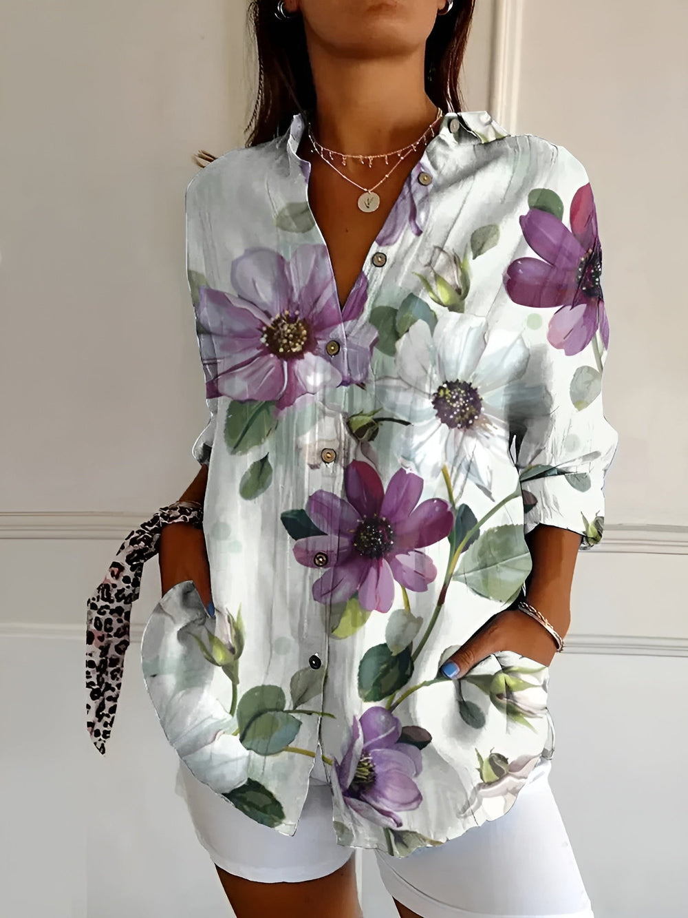 Eleanor | Elegante Blumenmuster-Frontbluse