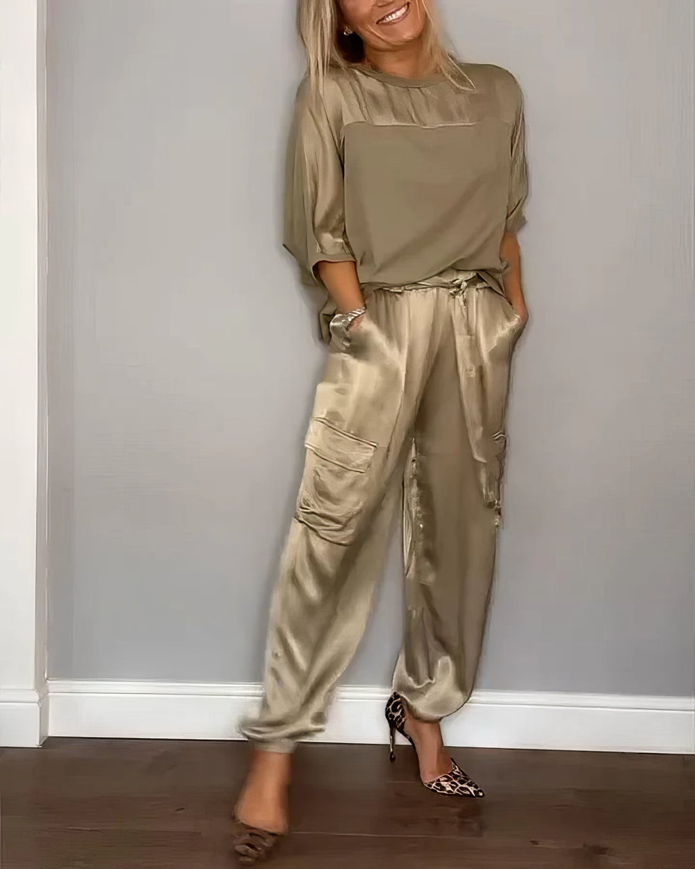 Amelia | Zwei-Teile Set mit Bluse und Cargo-Hose, Chic