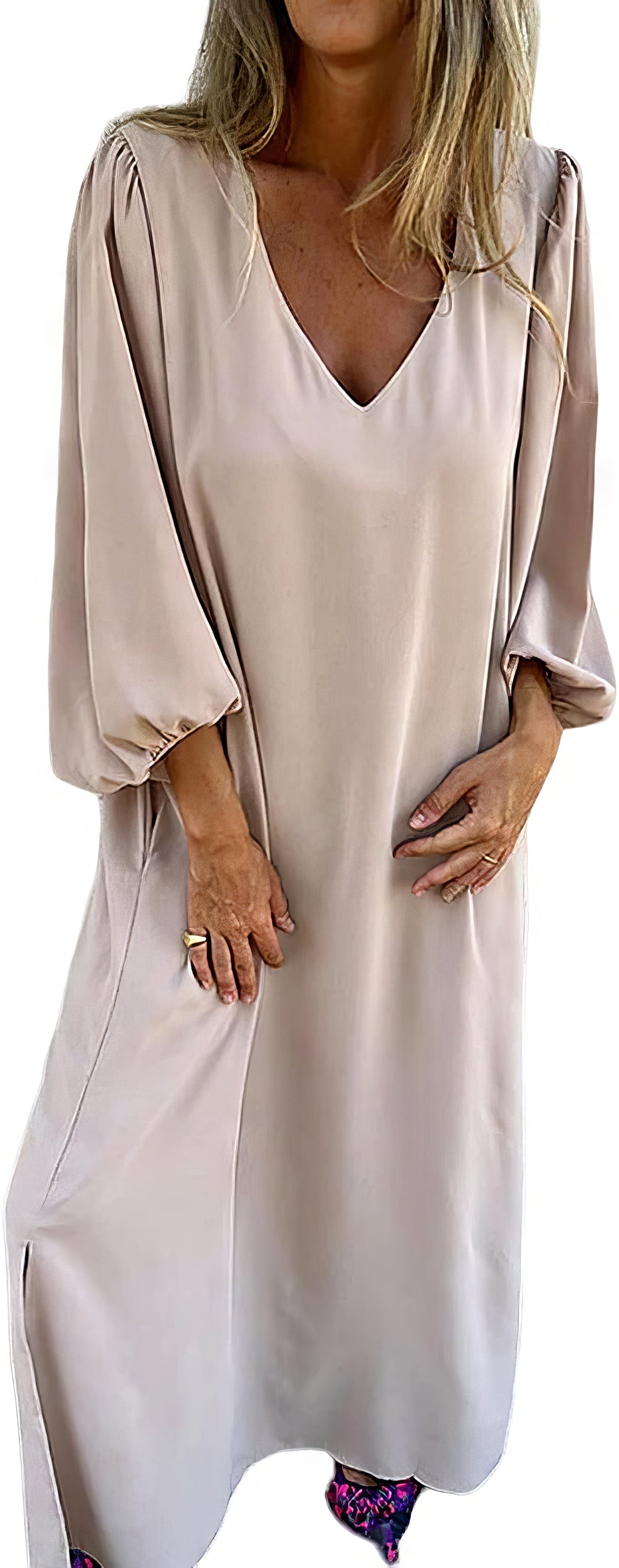 LIVIA | Langes Bohème Kleid mit Taschen und Stilisiertem Schnitt
