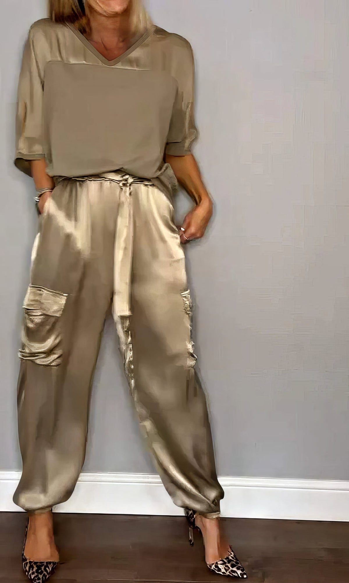 AMELIA | Zwei-Teile Set mit Bluse und Cargo-Hose, Chic