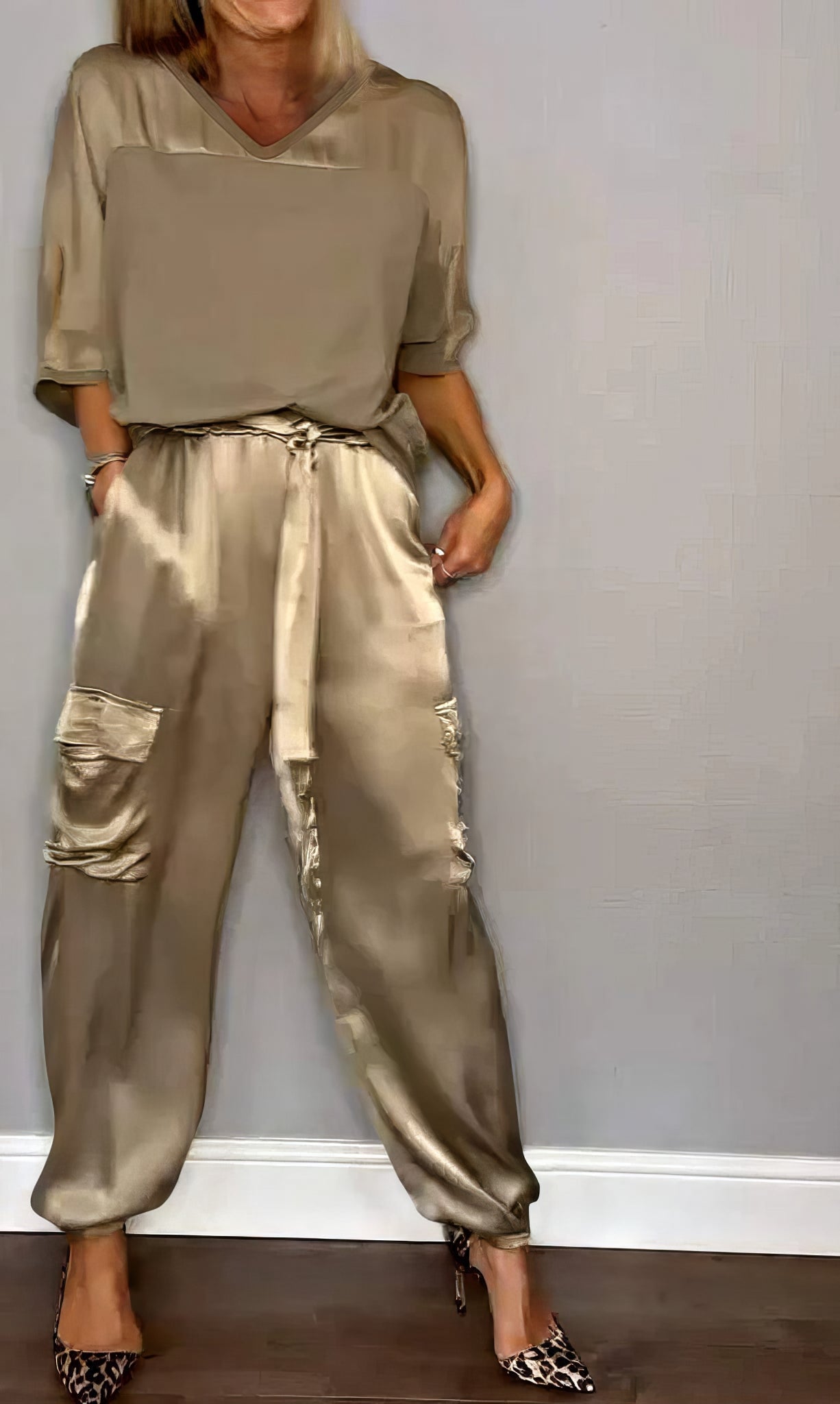 AMELIA | Zwei-Teile Set mit Bluse und Cargo-Hose, Chic