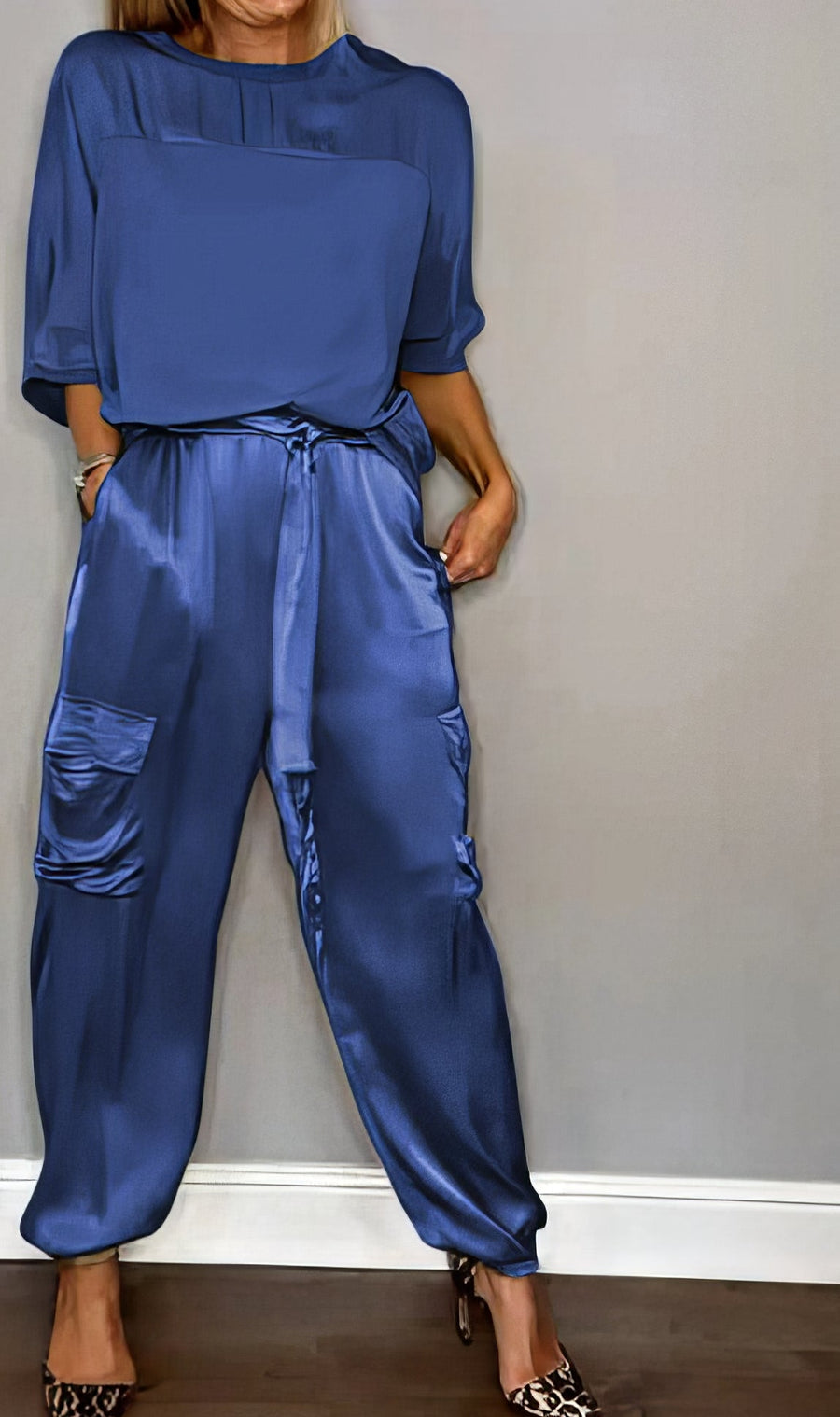 Amelia Blouse and Cargo Pants Two-Piece Set