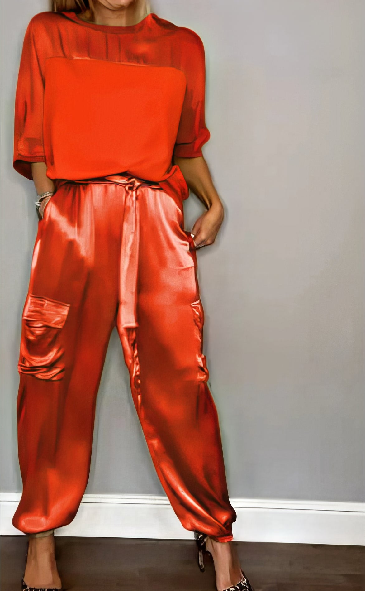AMELIA | Zwei-Teile Set mit Bluse und Cargo-Hose, Chic