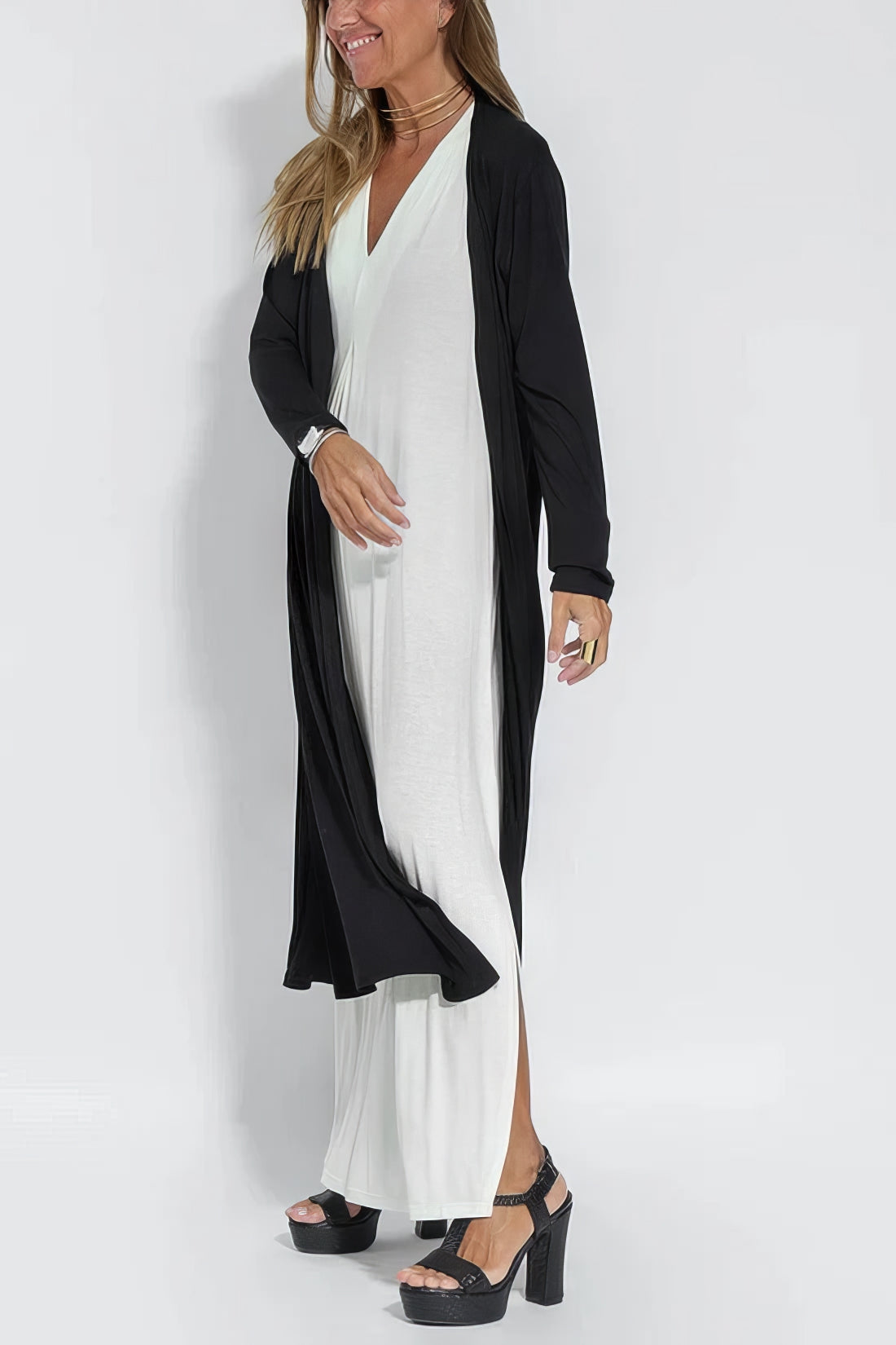 ELISE | Elegantes Langes Kleid mit Passendem Cardigan als Geschenk