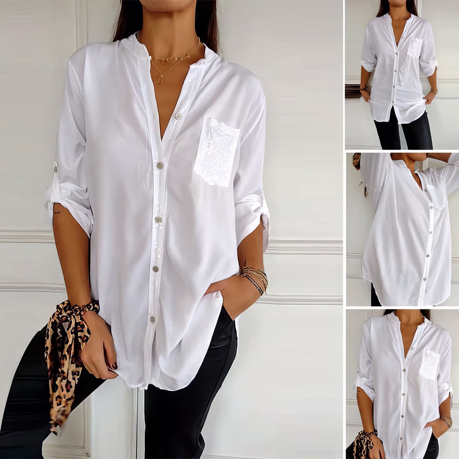 LUCIE | Patchwork-Top mit Pailletten, Glänzend und Elegant