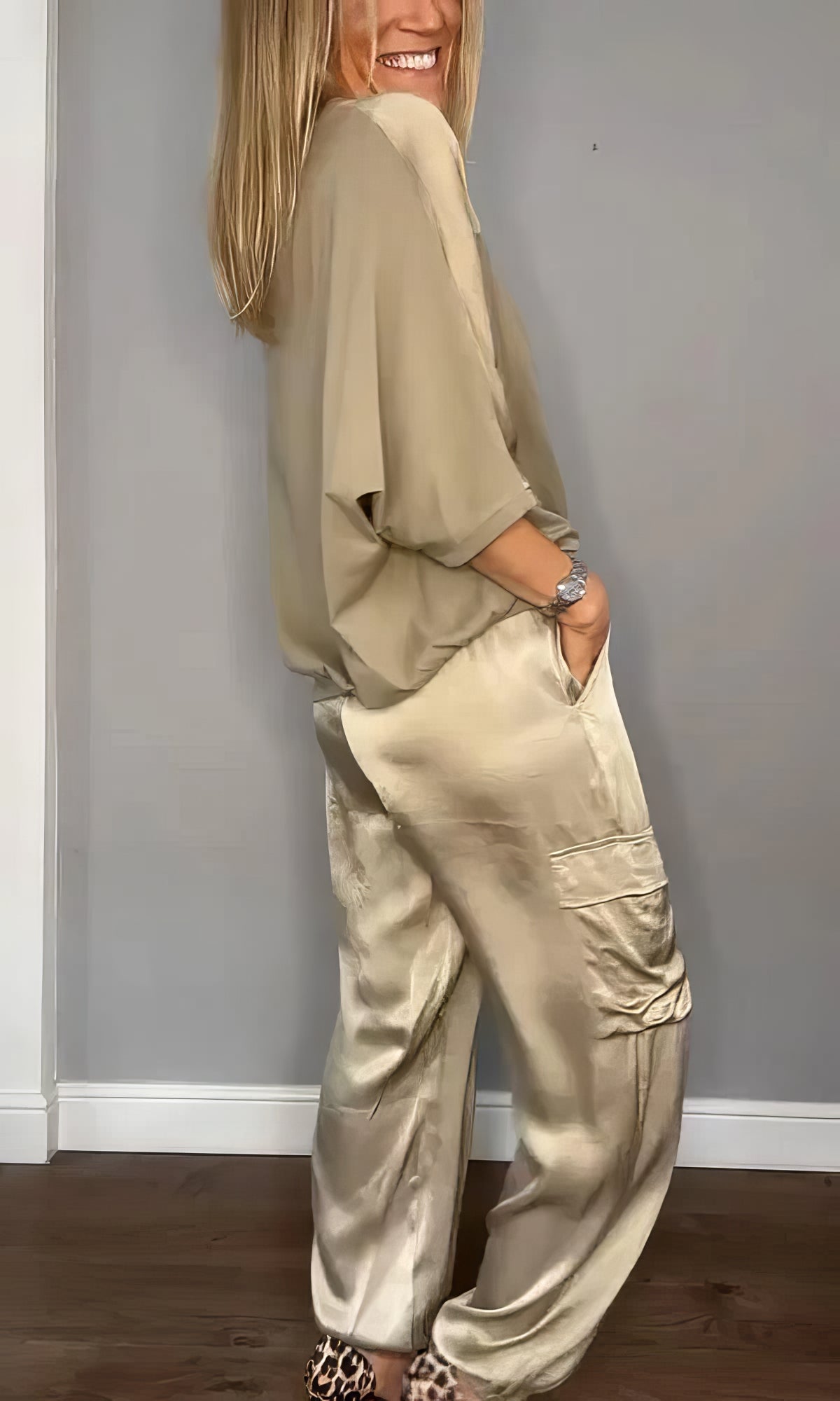 AMELIA | Zwei-Teile Set mit Bluse und Cargo-Hose, Chic
