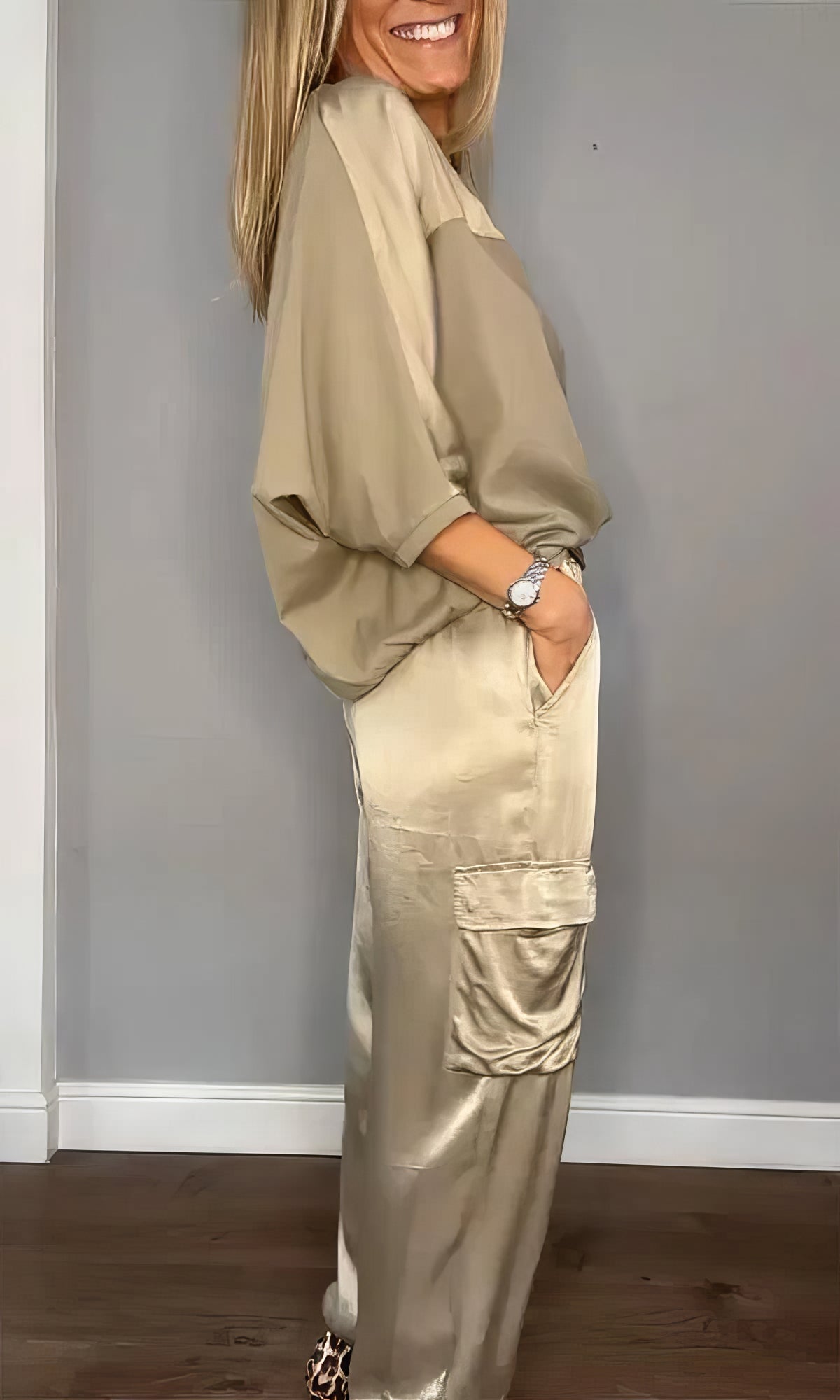 AMELIA | Zwei-Teile Set mit Bluse und Cargo-Hose, Chic