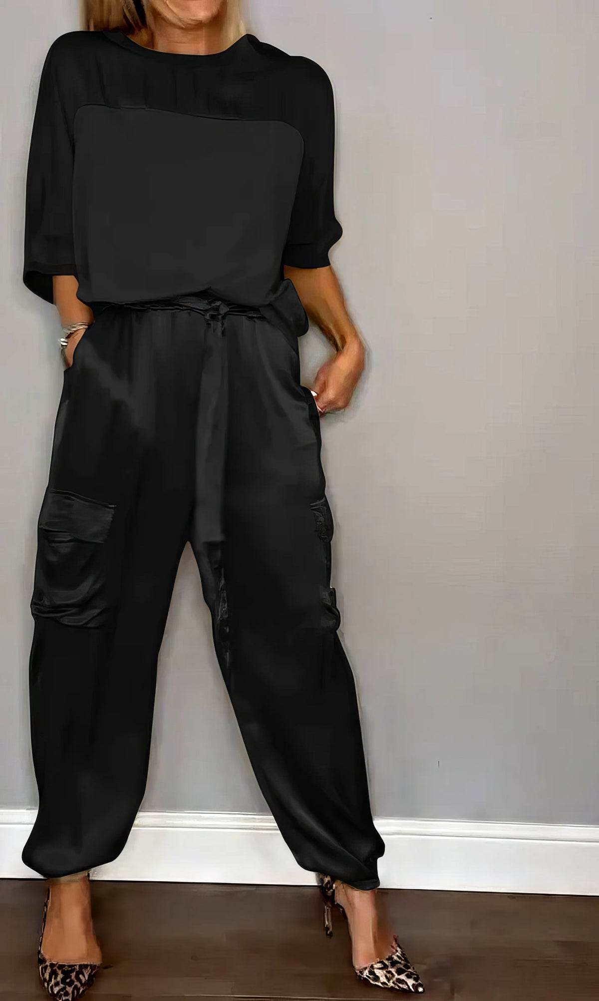 AMELIA | Zwei-Teile Set mit Bluse und Cargo-Hose, Chic