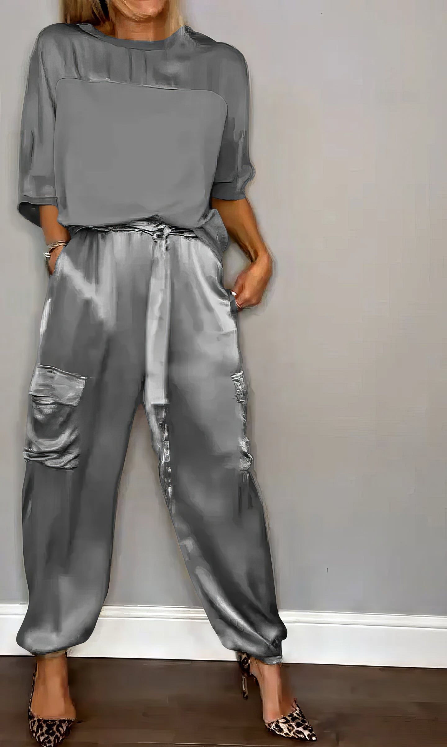 AMELIA | Zwei-Teile Set mit Bluse und Cargo-Hose, Chic